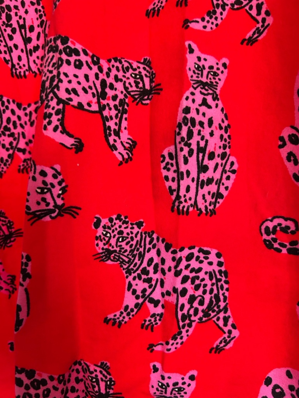 Nooworks Sondler Cats Red Blouse with Pink Leopard Motif and Puff Sleeves - Picture 2 of 3